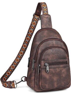 Women's Coffee Brown Anti Theft Sling RFID Vegan Leather Purse Crossbody Bag